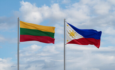 Philippines and Lithuania flags, country relationship concept