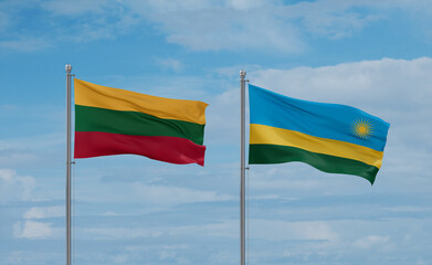 Rwanda and Lithuania flags, country relationship concept