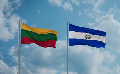 Salvador and Lithuania flags, country relationship concept