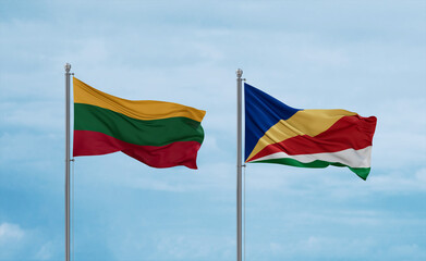 Seychelles and Lithuania flags, country relationship concept