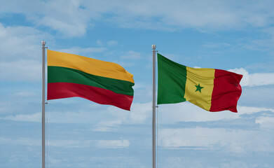 Senegal and Lithuania flags, country relationship concept
