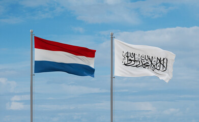 Luxembourg and Afghanistan national flags, country relationship concept