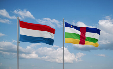 Central African Republic and Luxembourg flags, country relationship concept