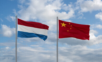 China and Luxembourg flags, country relationship concept