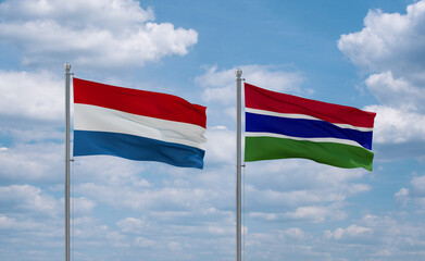 Gambia and Luxembourg flags, country relationship concept