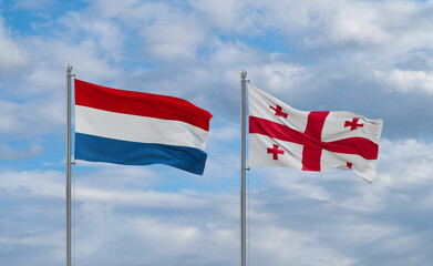 Georgia and Luxembourg flags, country relationship concept