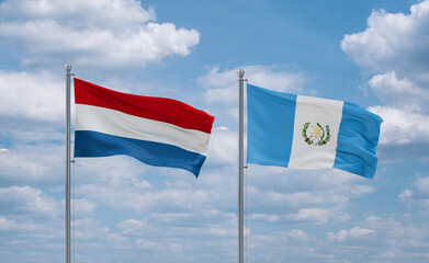 Guatemala and Luxembourg flags, country relationship concept