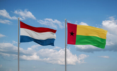 Guinea-Bissau and Luxembourg flags, country relationship concept