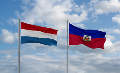 Haiti and Luxembourg flags, country relationship concept