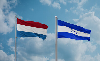 Honduras and Luxembourg flags, country relationship concept