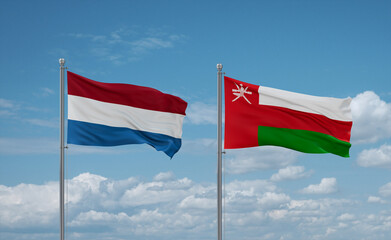 Oman and Luxembourg flags, country relationship concept