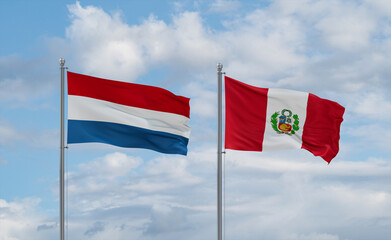 Peru and Luxembourg flags, country relationship concept