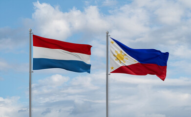 Philippines and Luxembourg flags, country relationship concept