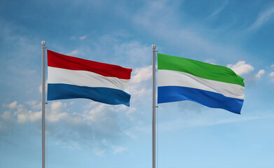 Sierra Leone and Luxembourg flags, country relationship concept