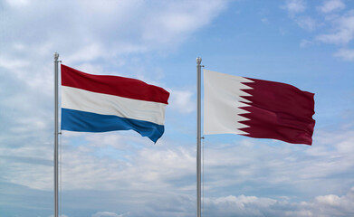 Qatar and Luxembourg flags, country relationship concept