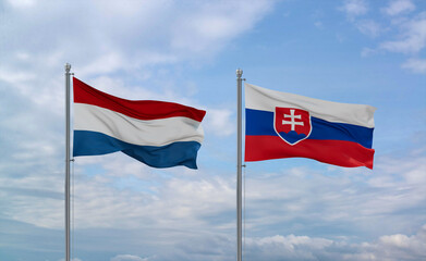 Slovakia and Luxembourg flags, country relationship concept