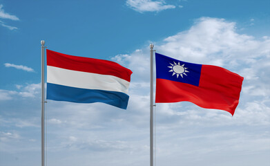 Taiwan and Luxembourg flags, country relationship concept