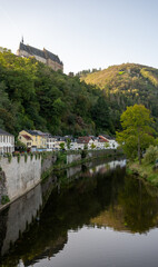 Fototapeta na wymiar Views of Vianden commune with town status in Oesling, north-eastern Luxembourg, capital of canton of Vianden lies on the Our river, near border between Luxembourg and Germany.