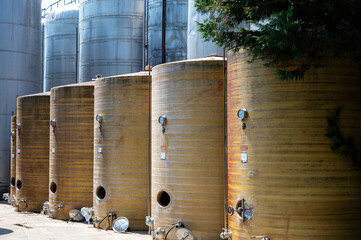 Concrete tanks for fermentation of grapes, wine making in Lazio, Italy