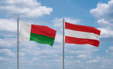 Austria and Madagascar flags, country relationship concept