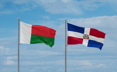 Belgium and Madagascar flags, country relationship concept