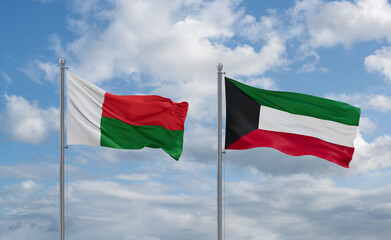 Kuwait and Madagascar flags, country relationship concept