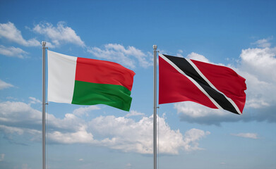 Trinidad and Tobago and Madagascar flags, country relationship concept