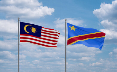 Congo and Malaysia flags, country relationship concept