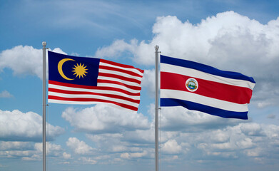 Costa Rico and Malaysia flags, country relationship concept