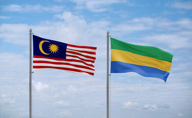 Gabon and Malaysia flags, country relationship concept