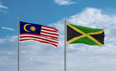 Jamaica and Malaysia flags, country relationship concept