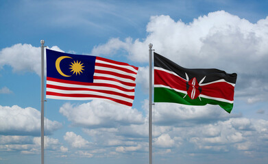 Kenya and Malaysia flags, country relationship concept