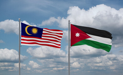 Jordan and Malaysia flags, country relationship concept