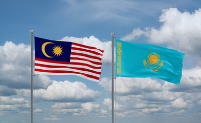 Kazakhstan and Malaysia flags, country relationship concept
