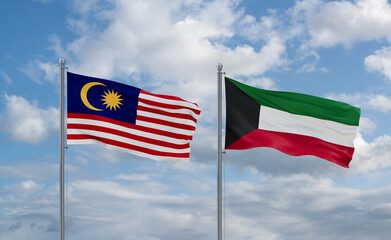 Kuwait and Malaysia flags, country relationship concept