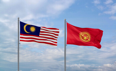 Kyrgyzstan and Malaysia flags, country relationship concept