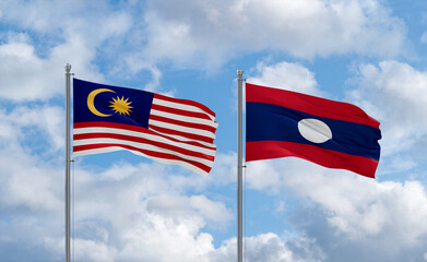 Laos and Malaysia flags, country relationship concept
