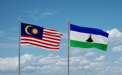 Lesotho and Malaysia flags, country relationship concept