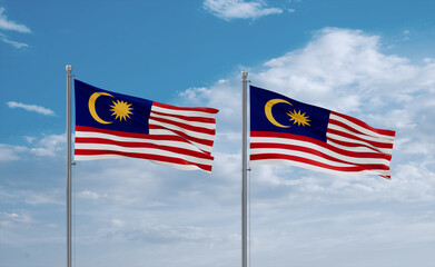 Two Malaysia flags, country relationship concept