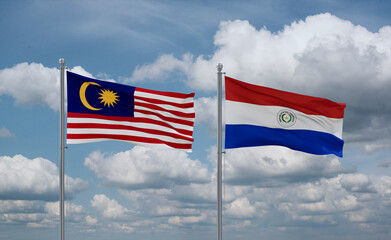 Paraguay and Malaysia flags, country relationship concept