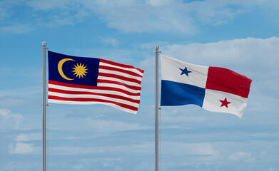 Panama and Malaysia flags, country relationship concept