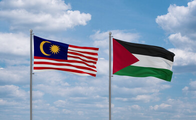 Palestine and Malaysia flags, country relationship concept