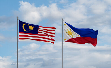 Philippines and Malaysia flags, country relationship concept
