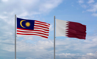 Qatar and Malaysia flags, country relationship concept