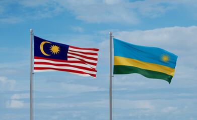 Rwanda and Malaysia flags, country relationship concept