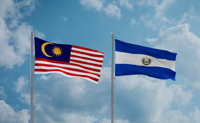 Salvador and Malaysia flags, country relationship concept