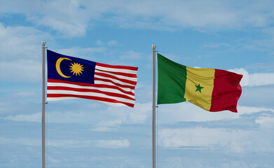 Senegal and Malaysia flags, country relationship concept