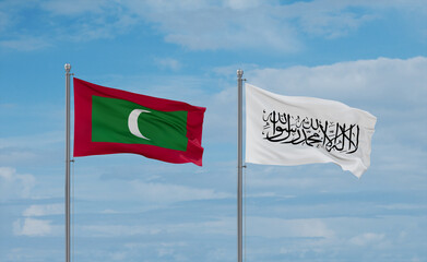 Maldives and Afghanistan national flags, country relationship concept