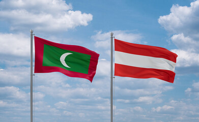 Austria and Maldives flags, country relationship concept