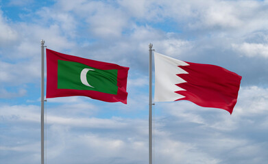 Bahrain and Maldives flags, country relationship concept